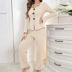 Taylor Swift Autumn Winter Women's Sleepwear Long Sleeve Turn-down Collar Butterfly Knot Home Clothes Set Fashionable