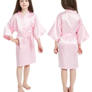 Swiftie-Inspired Girls' Pink Satin Robe – Soft Kimono Style Sleepwear, Spa & Pajama Cover-Up